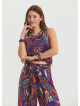 Boat Neck Backless Purple Authentic Jumpsuit 4535